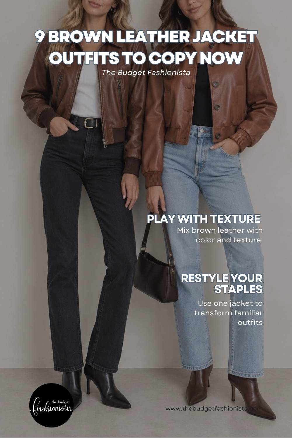 Brown leather jacket, 9 ways: Outfit ideas for every style 1 Two women wearing brown leather jackets